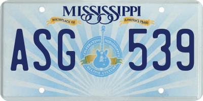 MS license plate ASG539