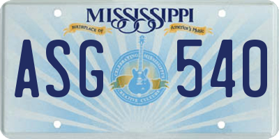MS license plate ASG540