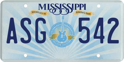 MS license plate ASG542