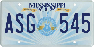 MS license plate ASG545