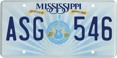 MS license plate ASG546