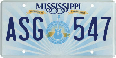 MS license plate ASG547