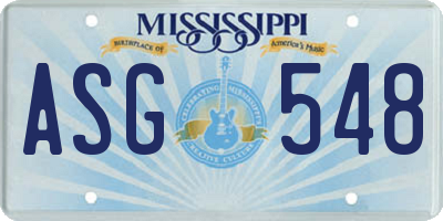 MS license plate ASG548