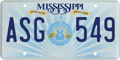MS license plate ASG549