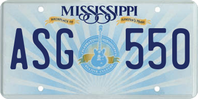 MS license plate ASG550