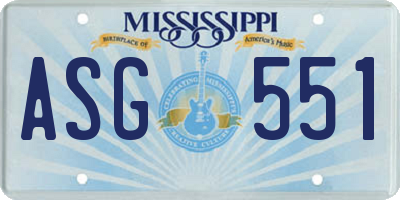 MS license plate ASG551