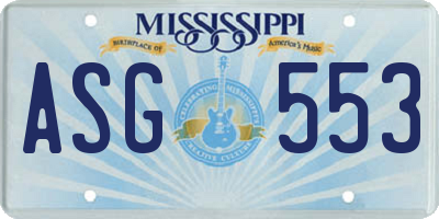 MS license plate ASG553