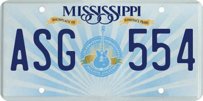 MS license plate ASG554