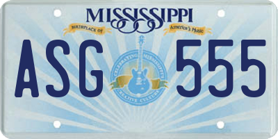 MS license plate ASG555
