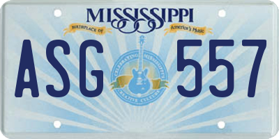 MS license plate ASG557