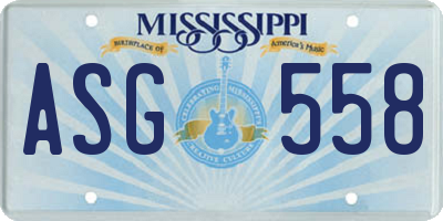 MS license plate ASG558