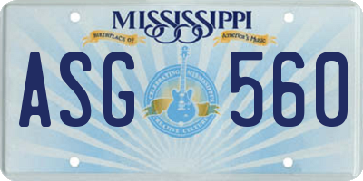 MS license plate ASG560