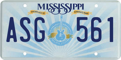 MS license plate ASG561
