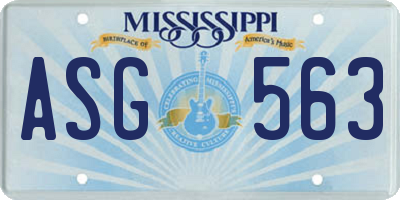 MS license plate ASG563