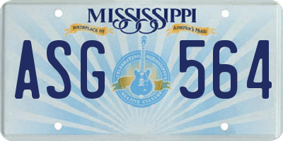 MS license plate ASG564