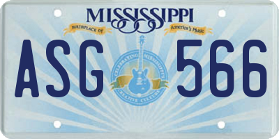 MS license plate ASG566