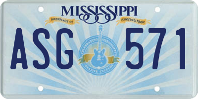 MS license plate ASG571