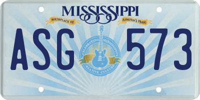 MS license plate ASG573
