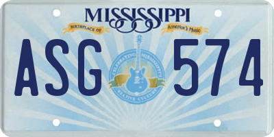 MS license plate ASG574