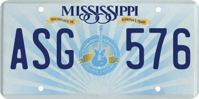 MS license plate ASG576