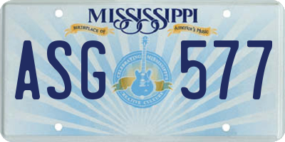 MS license plate ASG577