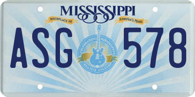 MS license plate ASG578
