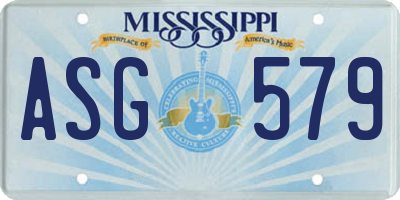 MS license plate ASG579