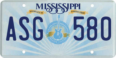 MS license plate ASG580