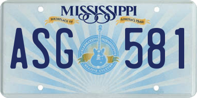 MS license plate ASG581
