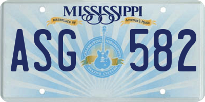 MS license plate ASG582