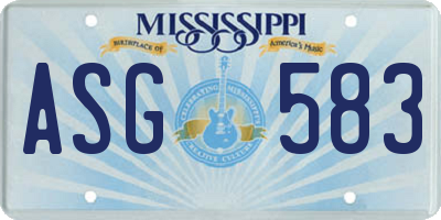 MS license plate ASG583