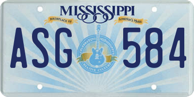MS license plate ASG584