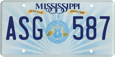 MS license plate ASG587