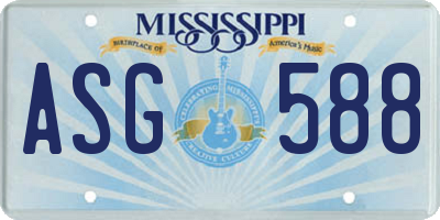 MS license plate ASG588