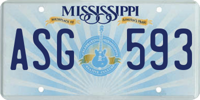MS license plate ASG593