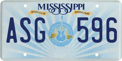 MS license plate ASG596