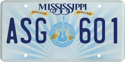 MS license plate ASG601