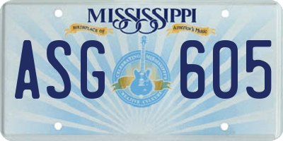 MS license plate ASG605