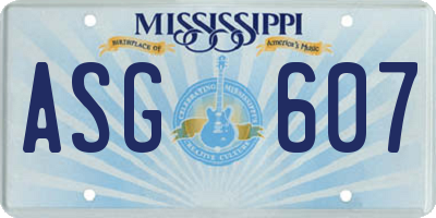 MS license plate ASG607