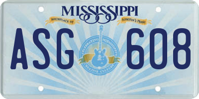 MS license plate ASG608