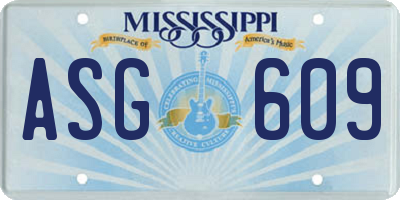 MS license plate ASG609