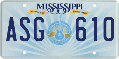 MS license plate ASG610