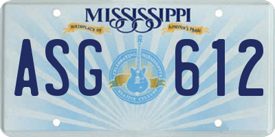 MS license plate ASG612