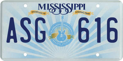 MS license plate ASG616
