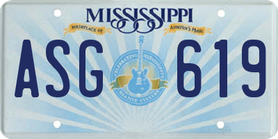 MS license plate ASG619