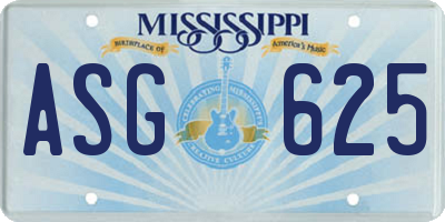 MS license plate ASG625