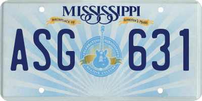 MS license plate ASG631