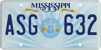 MS license plate ASG632