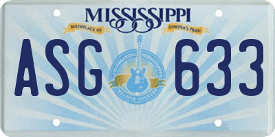 MS license plate ASG633