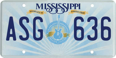MS license plate ASG636